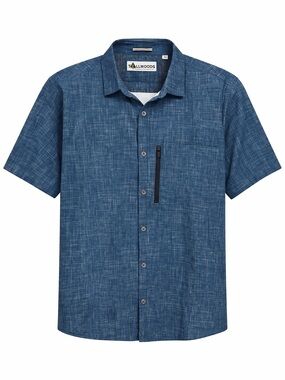 Tallwoods Short-Sleeve Button-Down Shirt in Blue Golf athletic breathable top